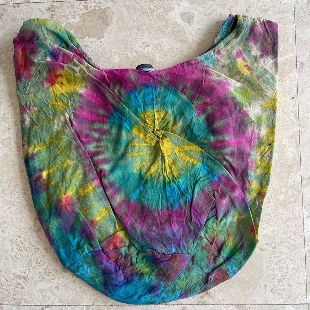 Boho Tie Dye Cotton Crossbody Hobo Bag In Green And Pink  Brand New - Picture 4 of 10